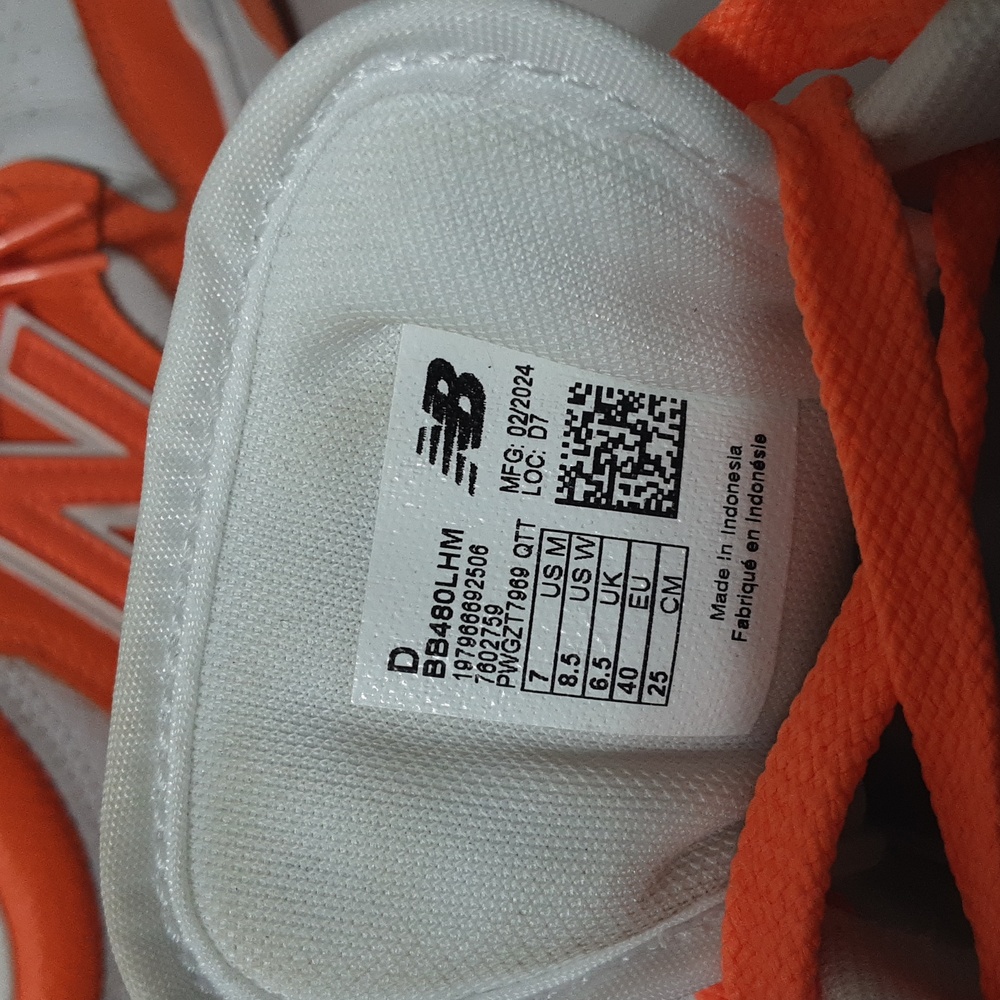 New Balance Vibrant Orange and White  Unisex Hot Mango Sneakers - Picture 5 of 7
